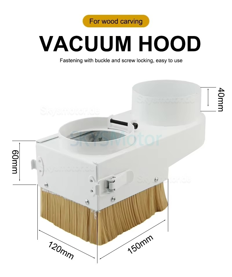 65 mm/80 mm/100 mm/120 mm CNC Spindel Staubhaube Absaughaube Staubabscheider